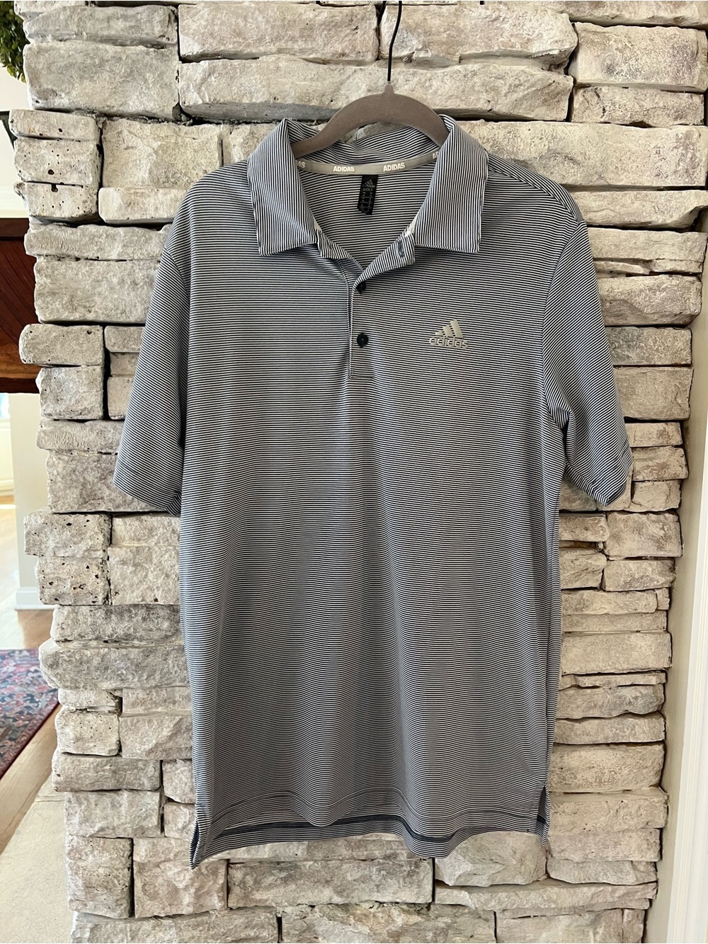 adidas Men’s Light Gray Micro-Striped Polo